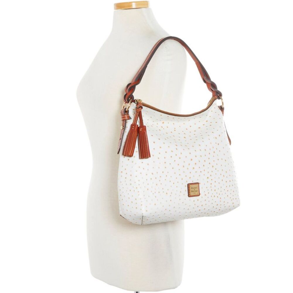 Dooney & Bourke Ostrich Twist Strap Hobo Shoulder Bag - Bone - Picture 4 of 4